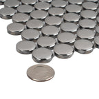 Metallic Silver Buttons Porcelain Penny Round Tile | Tile Club