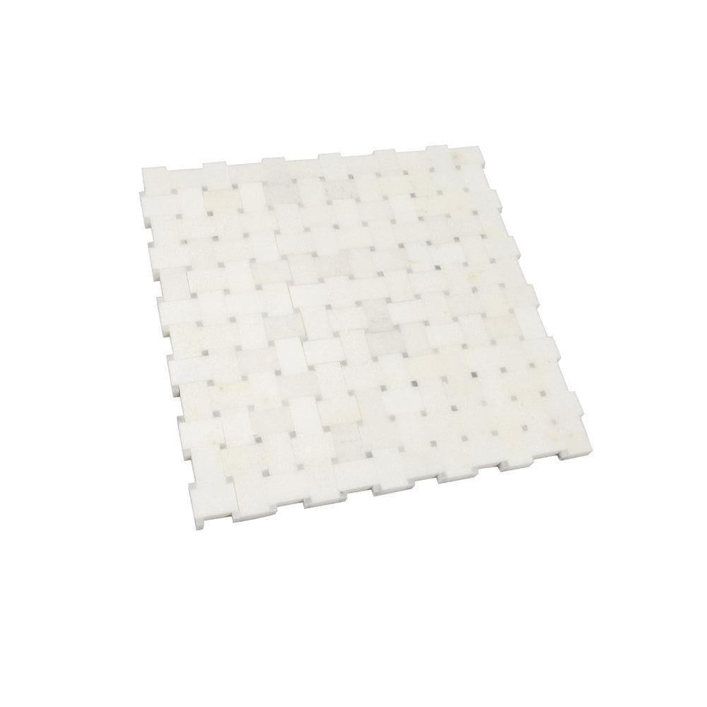 Mini Basket Weave Thassos Marble Mosaic | Tile Club