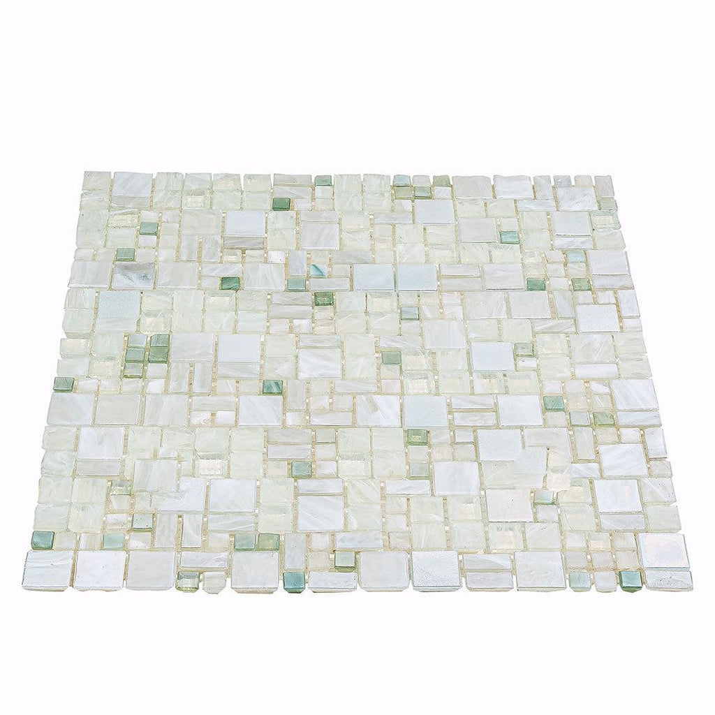 Pearl White Mini Versailles Glass Mosaic Tile | Tile Club
