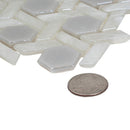 Pearl White Weaved Hexagon Glass Mosaic Tile | Tile Club