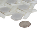 Pearl White Weaved Hexagon Glass Mosaic Tile | Tile Club