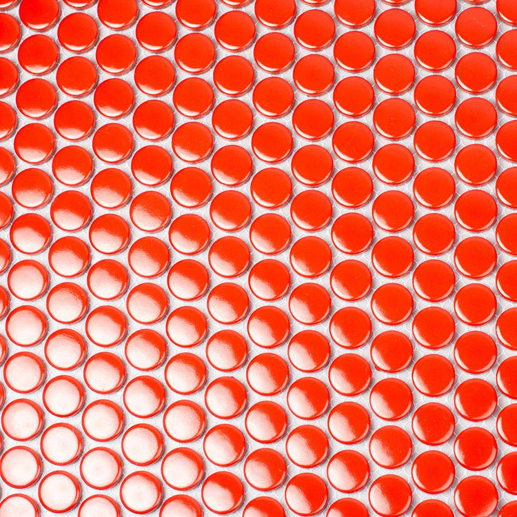 Red Buttons Porcelain Penny Round Tile | Tile Club