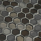 Saturn Grey Hexagon Glass Mosaic Tile | Tile Club