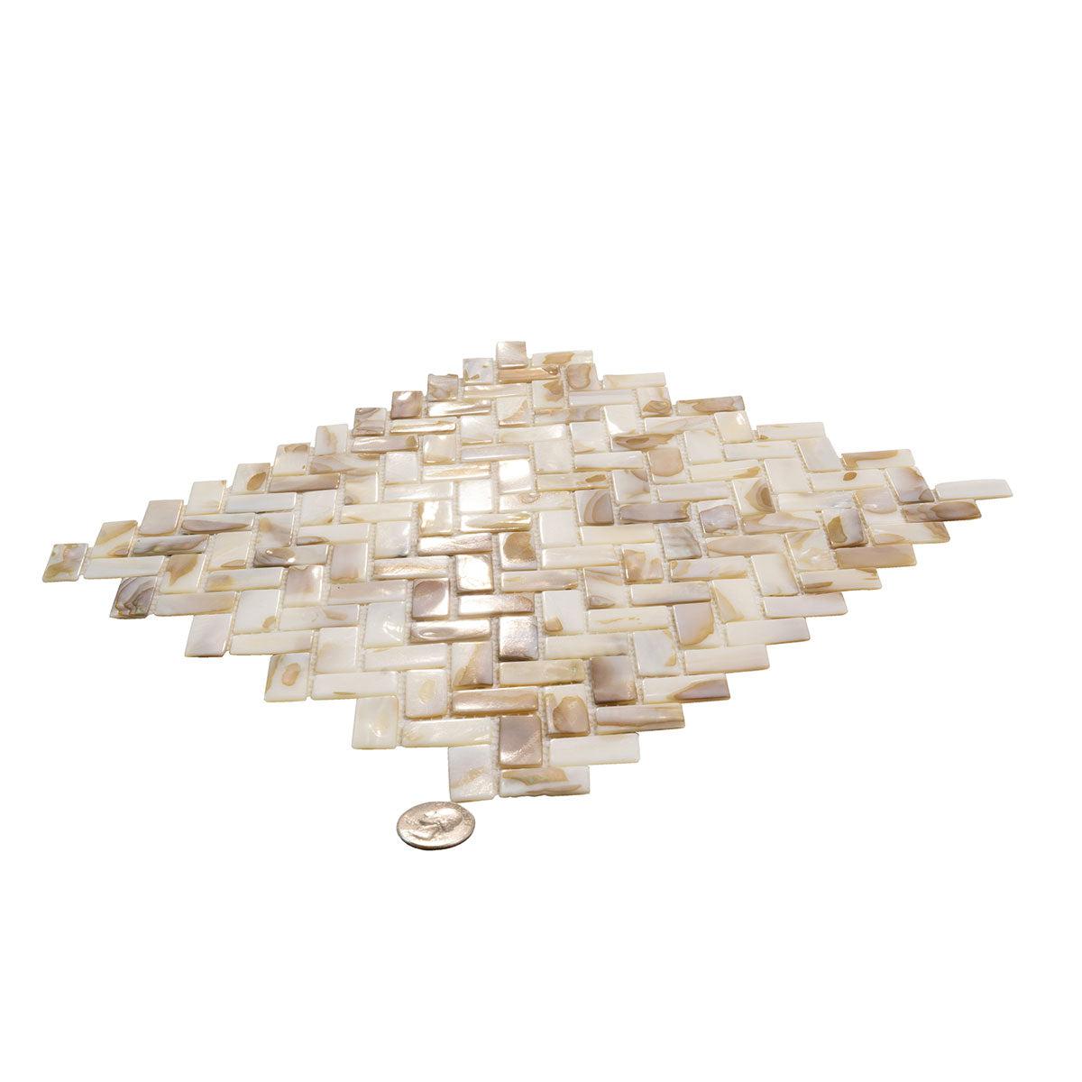 Seashell Dreams Herringbone Mosaic Tile