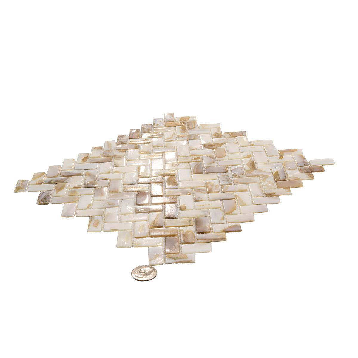 Seashell Dreams Herringbone Mosaic Tile | Tile Club