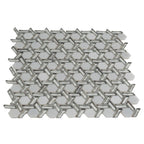 Silver White Weaved Hexagon Glass Mosaic Tile | Tile Club