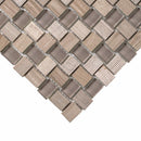 Textured Mini Brick Wooden Beige And Glass Mosaic Tile | Tile Club