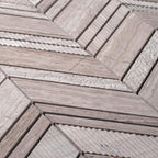 Textured Wooden Beige Chevron Marble Mosaic Tile | Tile Club