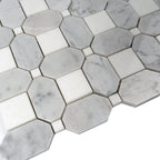 Thassos Square And Carrara Octagon Marble Mosaic Tile | Tile Club