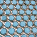 Turquoise Blue Buttons Porcelain Penny Round Tile | Tile Club