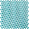 Turquoise Penny Round Glass Tile