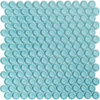 Turquoise Penny Round Glass Tile
