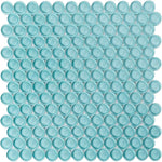 Turquoise Penny Round Glass Tile