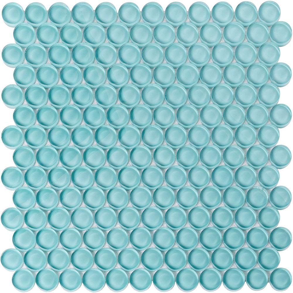Turquoise Penny Round Glass Tile