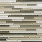 Waterfall Beige & White Linear Glass Mosaic Tile | Tile Club
