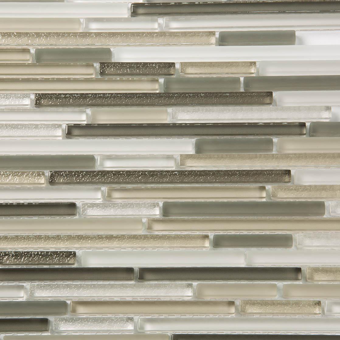 Waterfall Beige & White Linear Glass Mosaic Tile | Tile Club