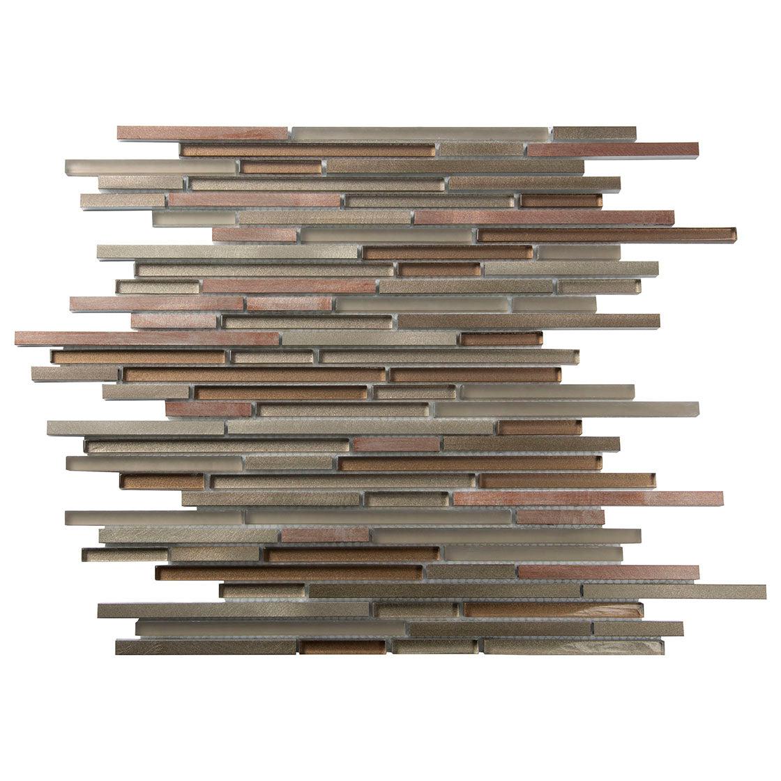 Waterfall Bronze Linear Glass & Metal Mosaic Tile Sample
