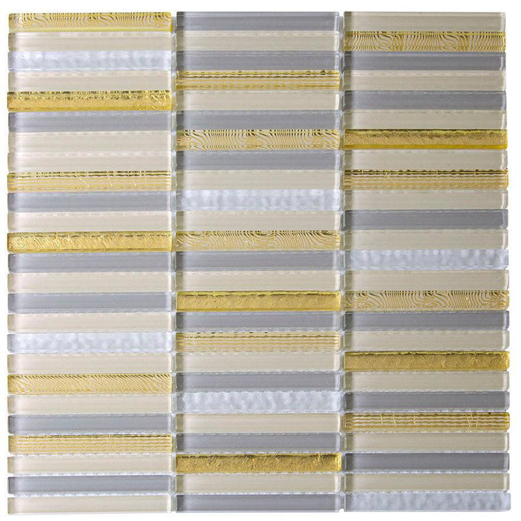 Waterfall Gold Linear Glass Mosaic Tile