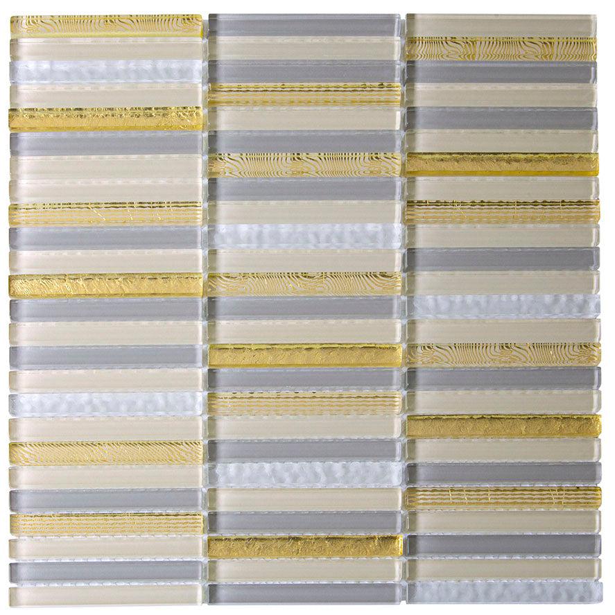 Waterfall Gold Linear Glass Mosaic Tile