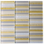Waterfall Gold Linear Glass Mosaic Tile