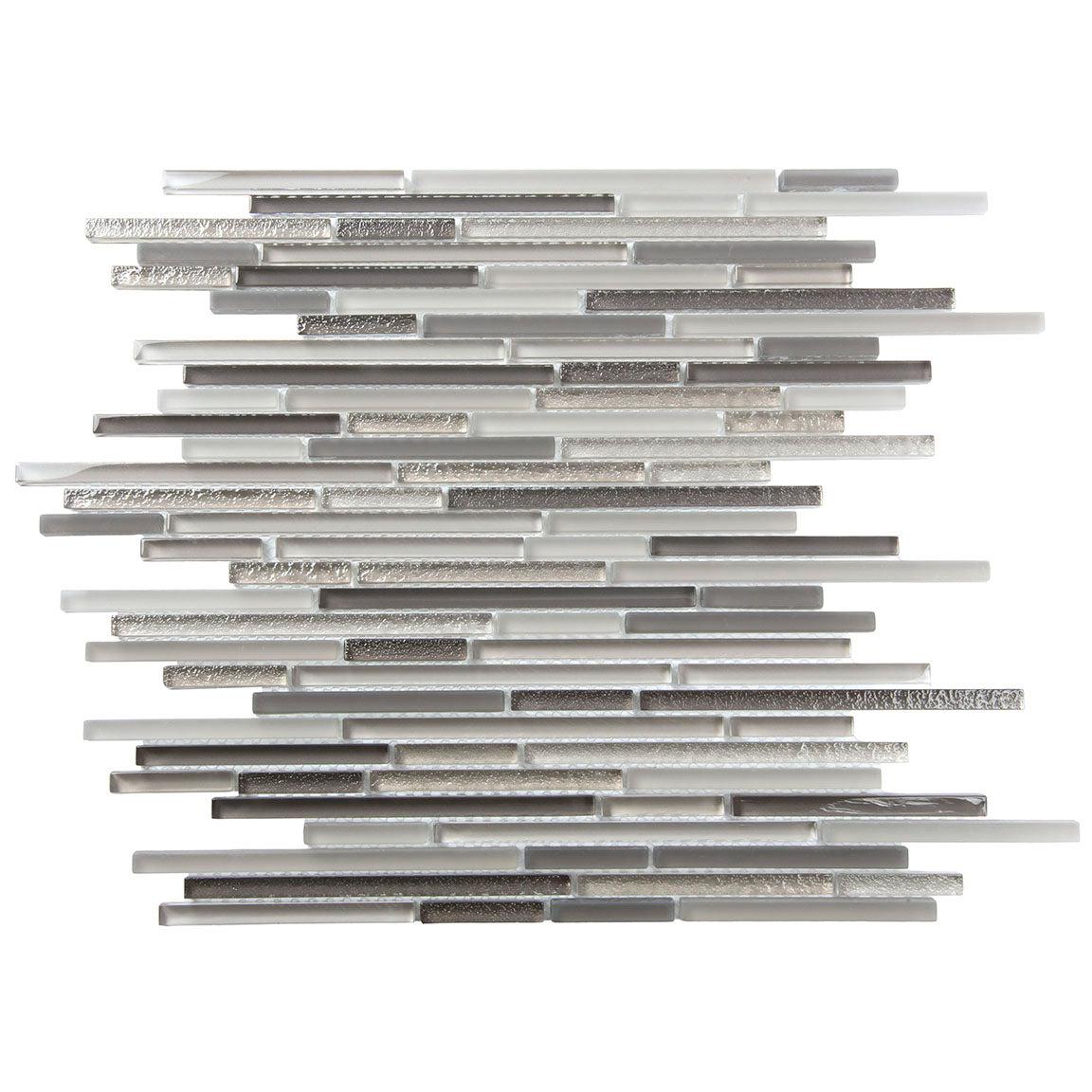Waterfall Gray Linear Glass Mosaic Tile Sample