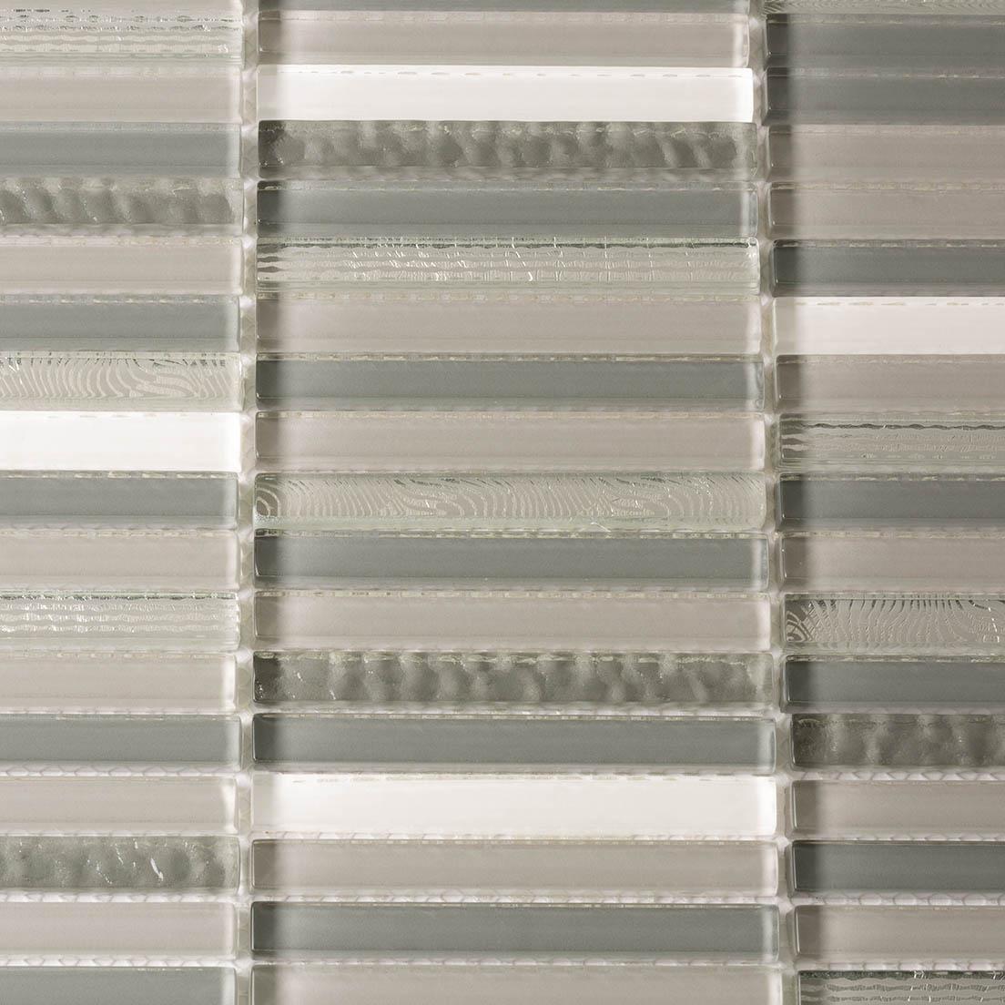 Waterfall Gray Silver Glass Mosaic Tile