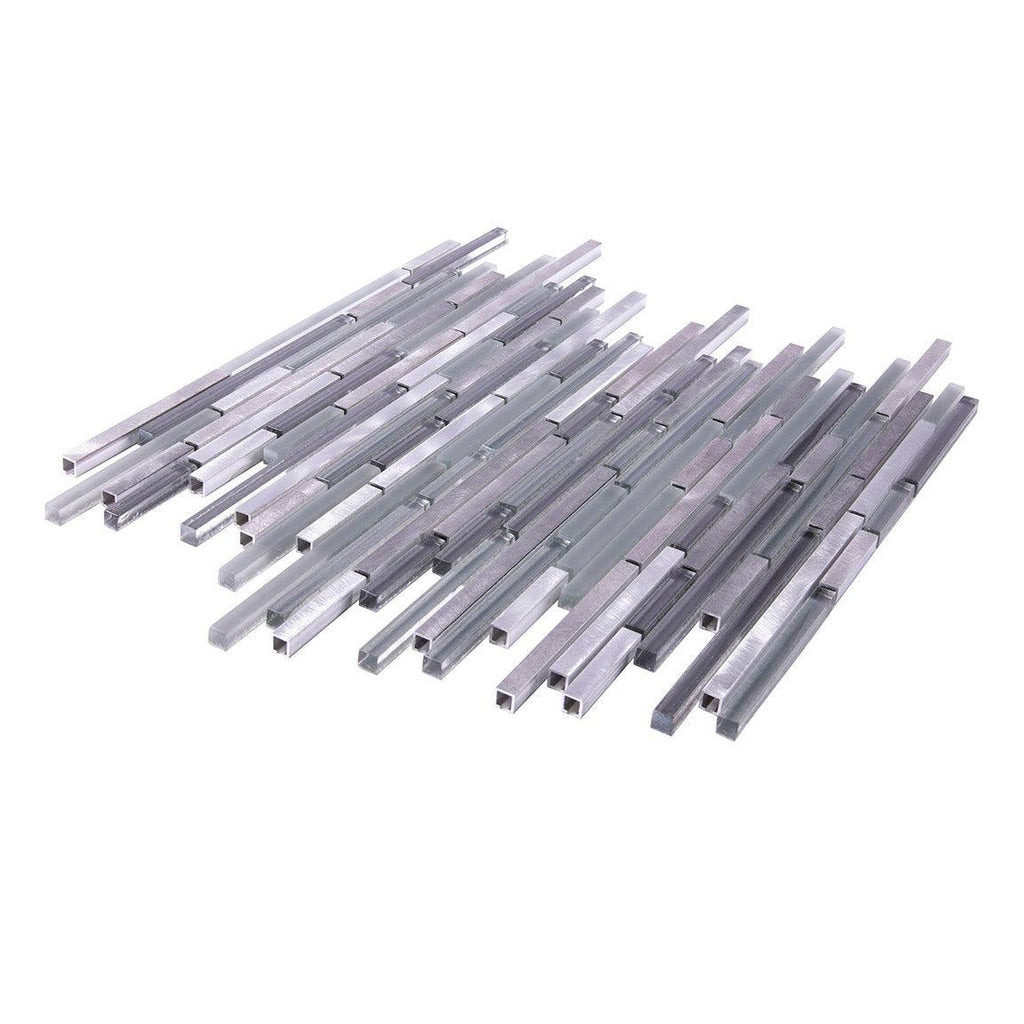 Waterfall Haze Linear Glass & Metal Mosaic Tile | Tile Club