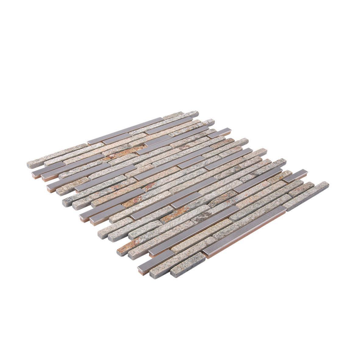 Waterfall Metal Quartz Linear Metal And Quartz Mosaic Tile | Tile Club