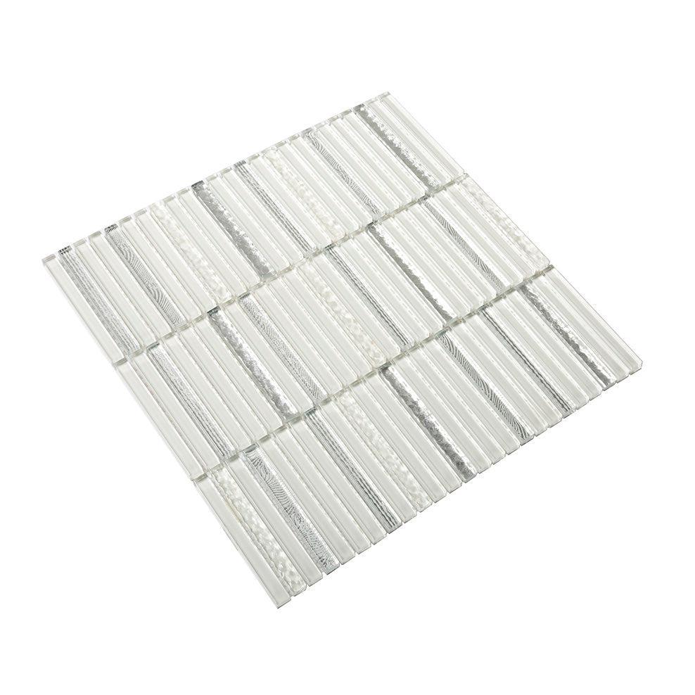 Waterfall Platinum White Glass Mosaic Tile | Tile Club