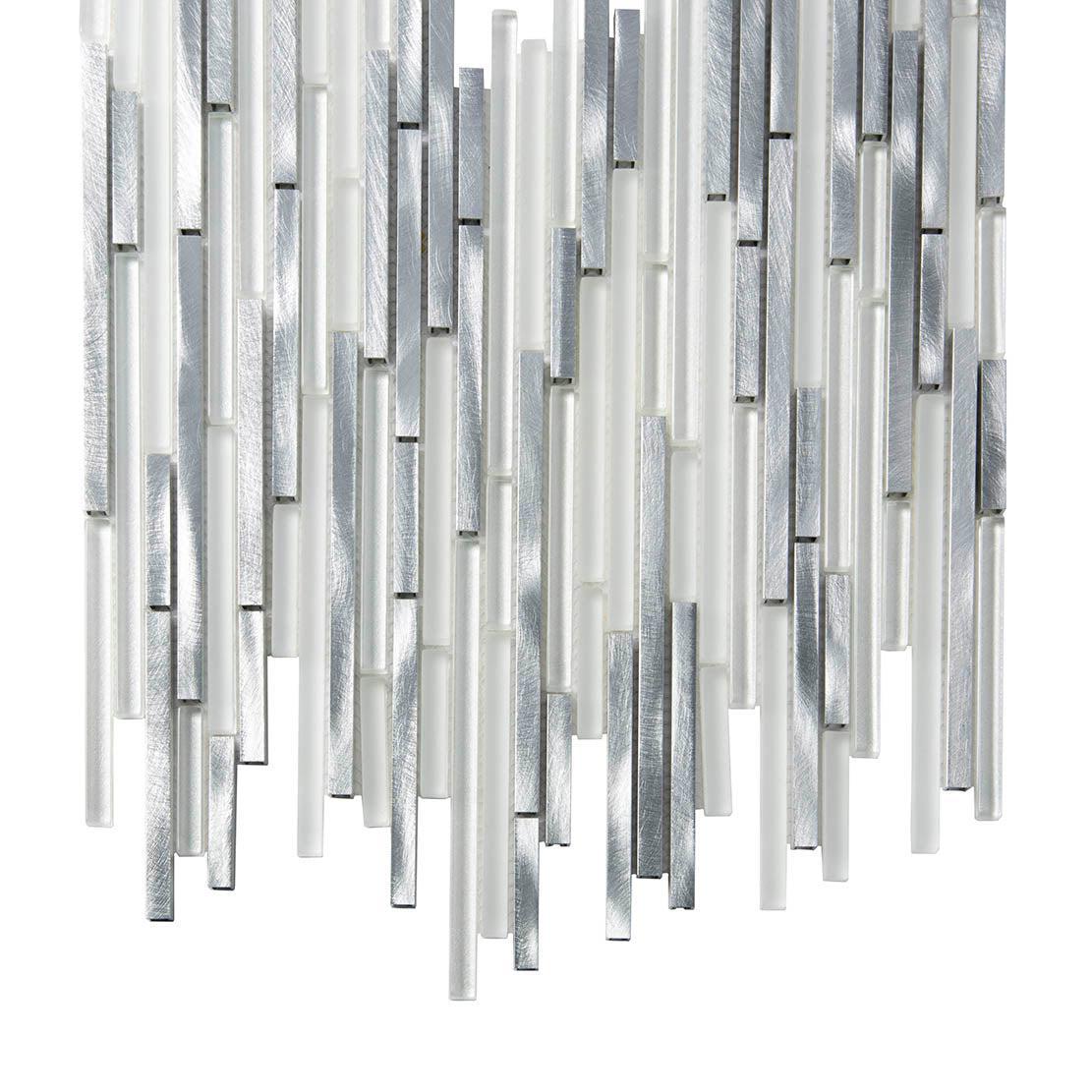 Waterfall Silver White Linear Glass & Metal Mosaic Tile | Tile Club