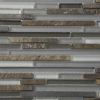 Waterfall White Slate Linear Glass And Slate Mosaic Tile | Tile Club