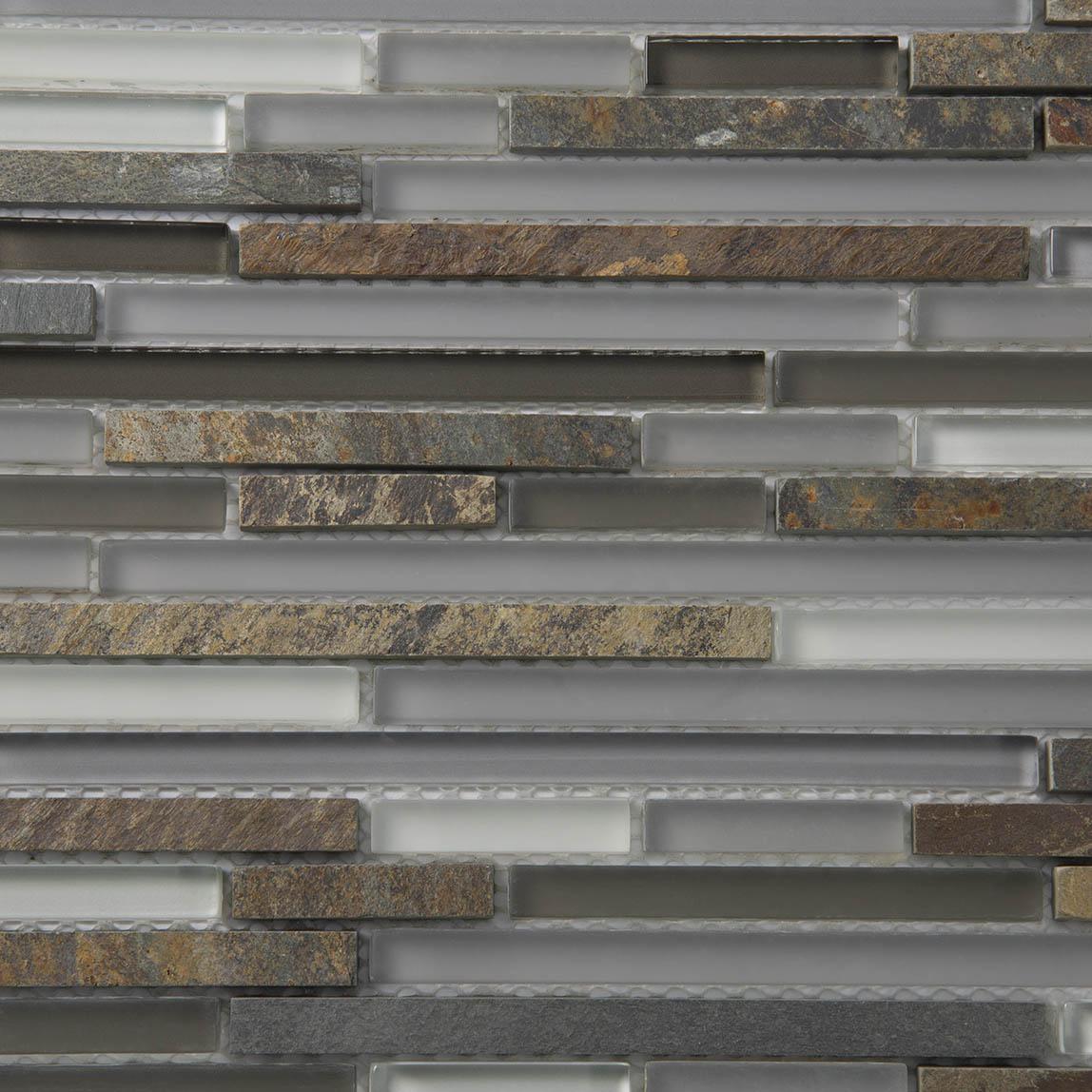 Waterfall White Slate Linear Glass And Slate Mosaic Tile | Tile Club