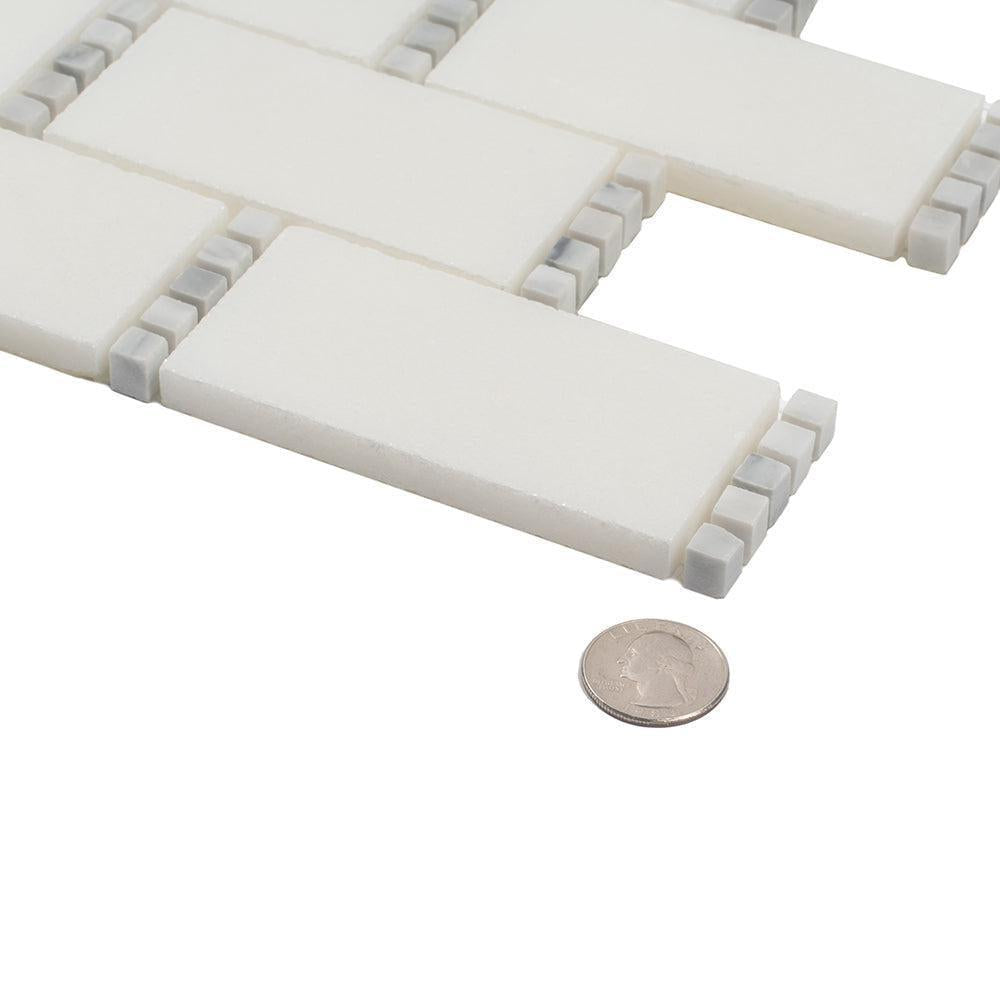 White Marble Subway Mosaic Tile With Carrara Dots | Tile Club