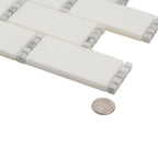 White Marble Subway Mosaic Tile With Carrara Dots | Tile Club