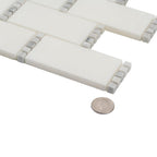 White Marble Subway Mosaic Tile With Carrara Dots | Tile Club