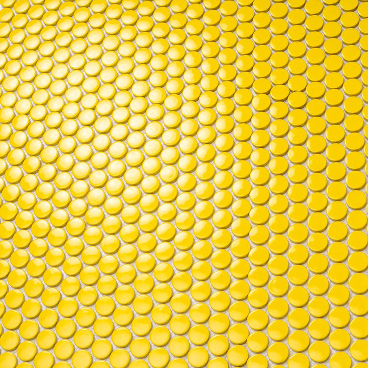 Yellow Buttons Porcelain Penny Round Tile | Tile Club
