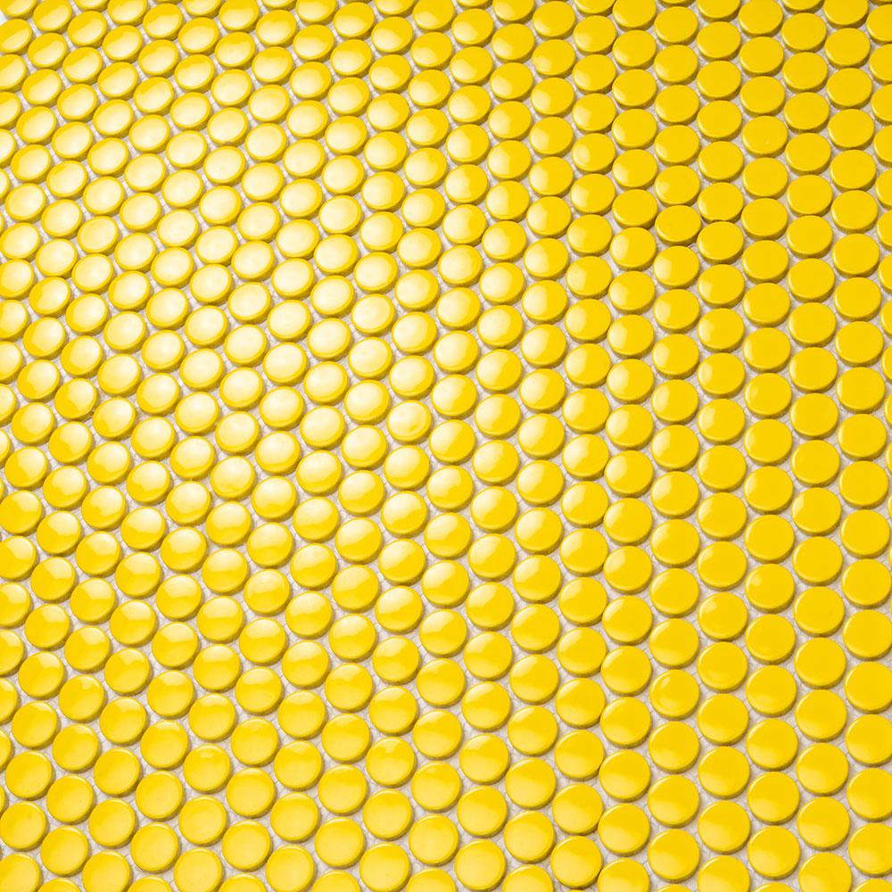 Yellow Buttons Porcelain Penny Round Tile | Tile Club