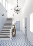 Mediterranean Blue and White entryway with star and cross tile floor