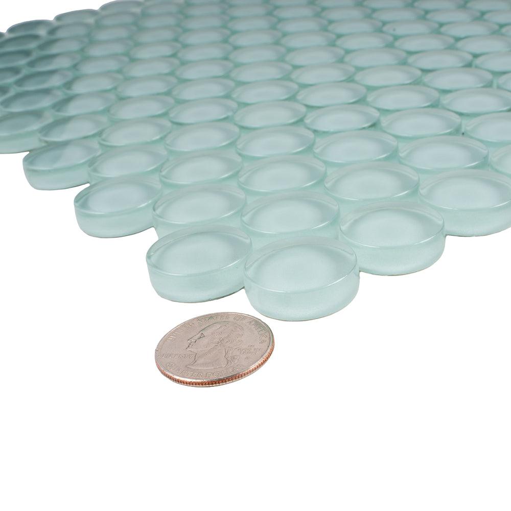 Pale Aqua Glass Penny Round Tile | Tile Club