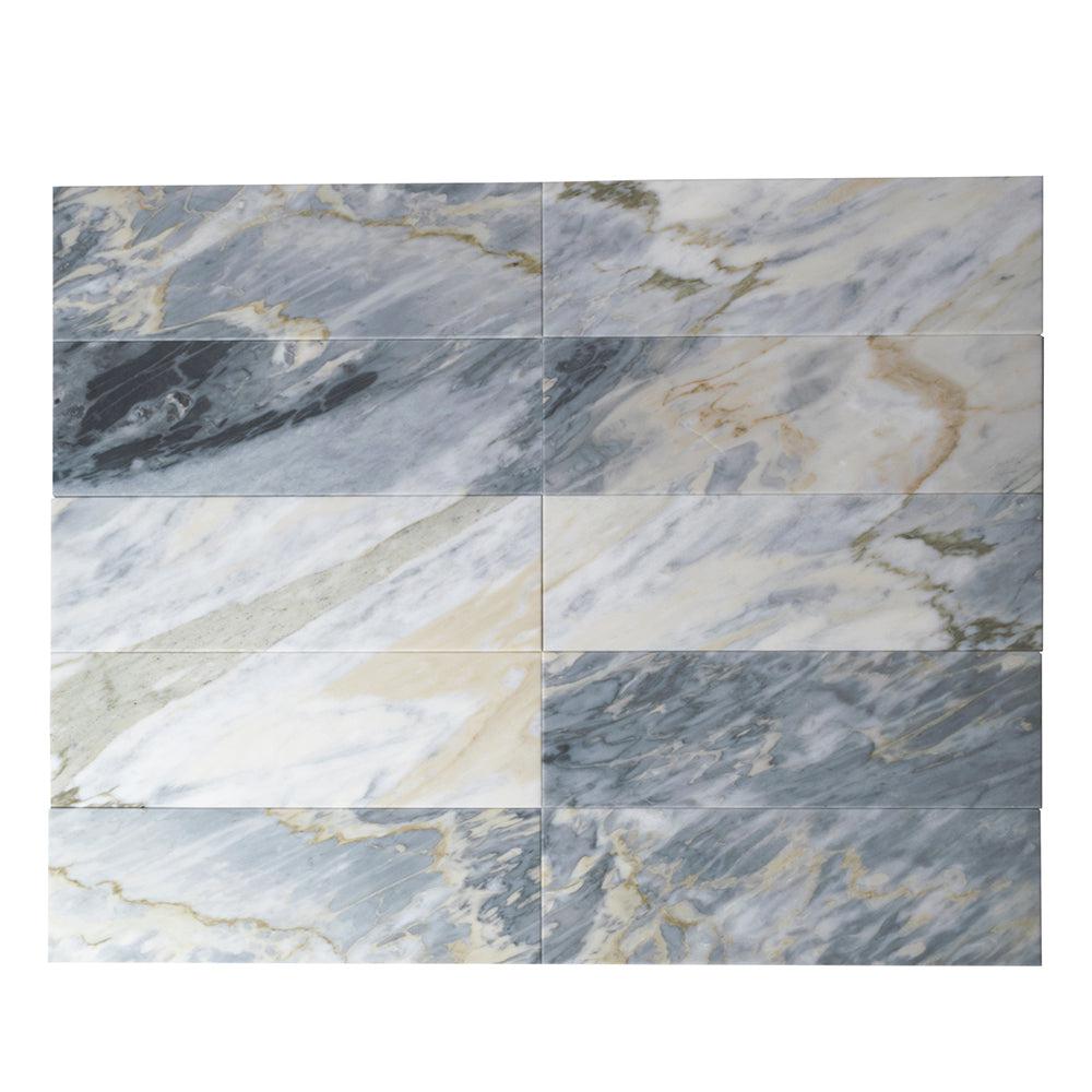 Calacatta Bluette Polished Marble Subway Tile 4x12