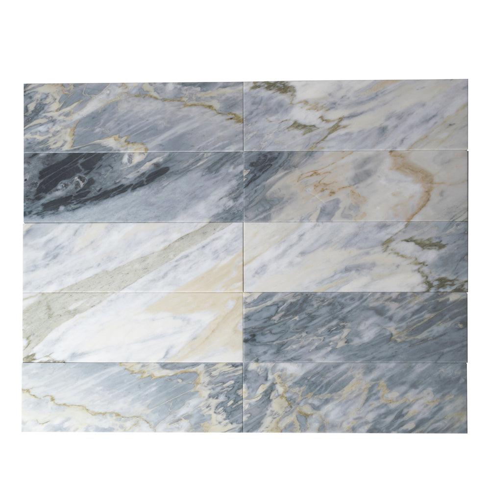 Calacatta Bluette Polished Marble Subway Tile 4x12 | Tile Club