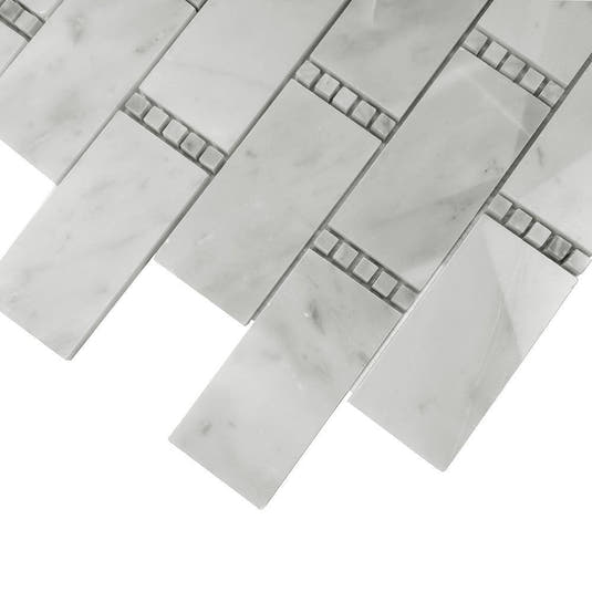 Carrara Subway With Bardiglio Dot Mosaic Tile | Tile Club