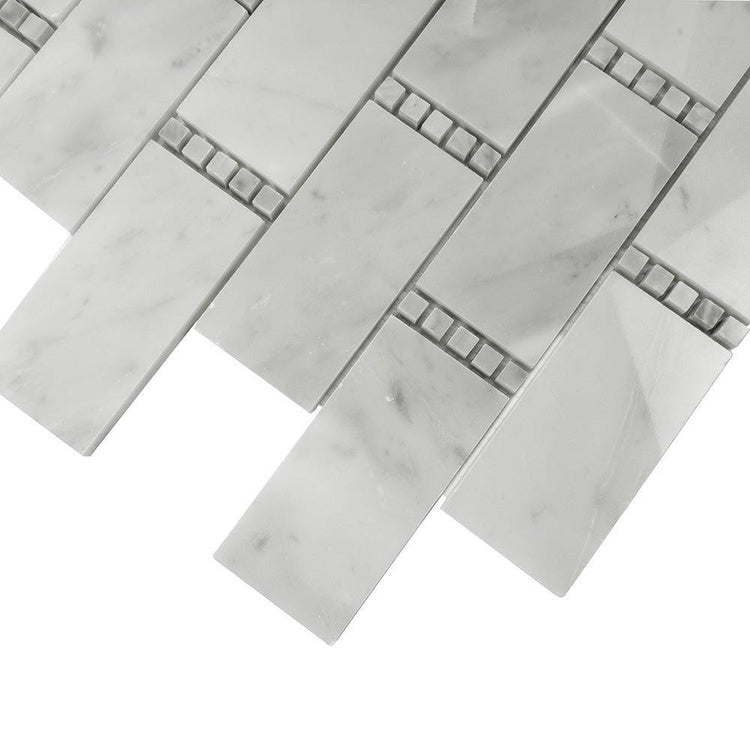 Carrara Subway With Bardiglio Dot Mosaic Tile | Tile Club