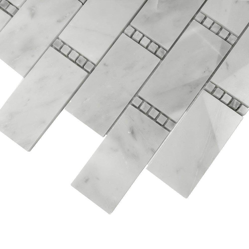 Carrara Subway With Bardiglio Dot Mosaic Tile | Tile Club