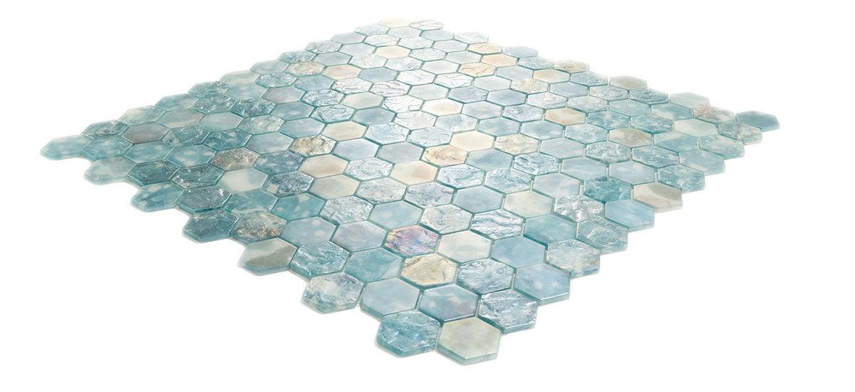 Coastal Dreams Hexagon Glass Mosaic Tile