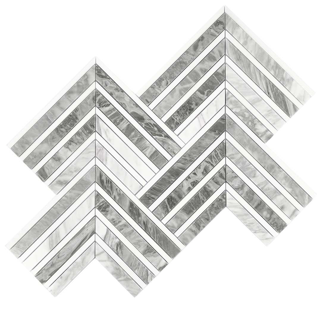 Geo Arrow Calacatta Bluette Marble Mosaic Tile