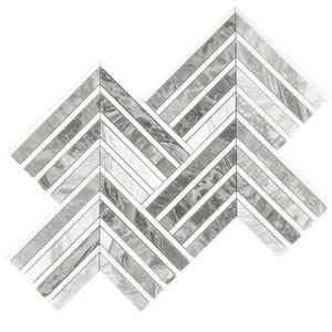 Geo Arrow Calacatta Bluette Marble Mosaic Tile Sample