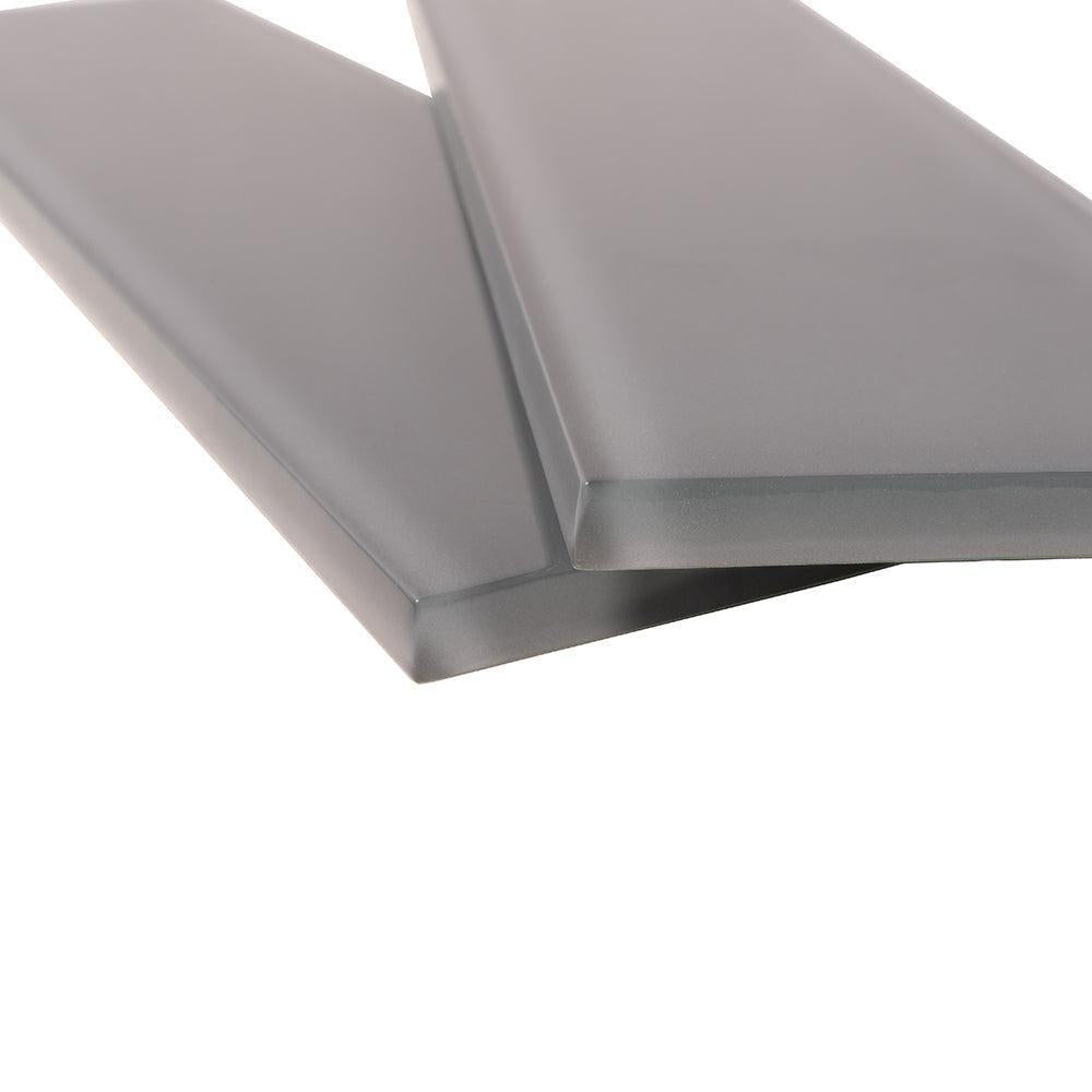 Glacier Dark Gray 3"x12" Polished Glass Tile | Tile Club
