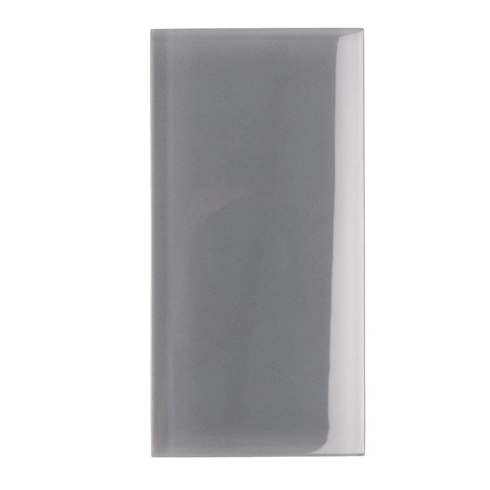 Glacier Dark Gray 3" x 6" Polished Glass Subway Tile | Tile Club
