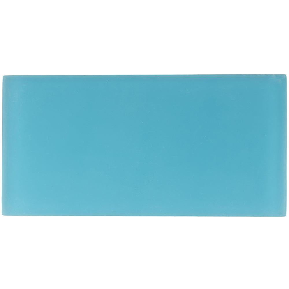 Glacier Laguna Blue 3X6 Frosted Glass Tile Sample